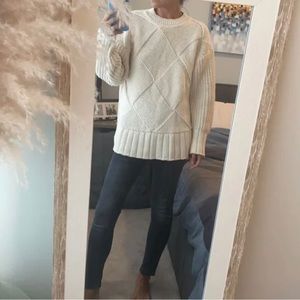 Joseph Cream Diamond Cable Crewneck Sweater